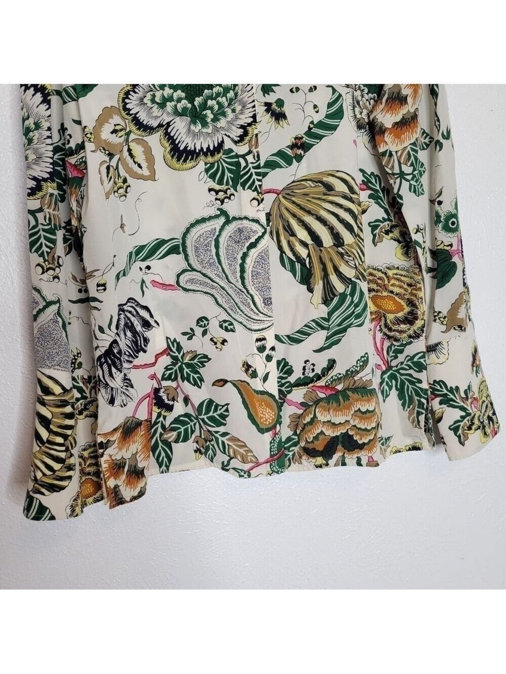 Tory Burch Erica Printed Silk Button-Down Top Women's Size Small - Picture 7 of 15